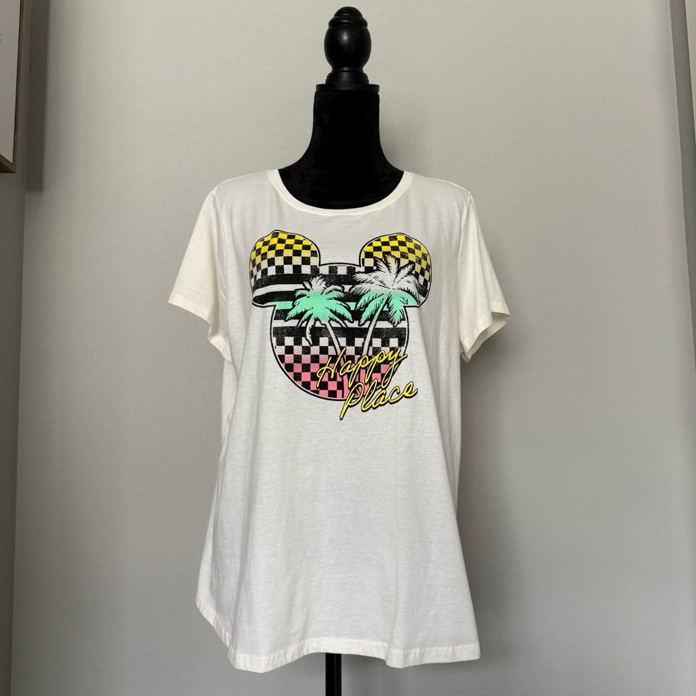 Disney Mickey Mouse Happy Place Cream Tee size XXL